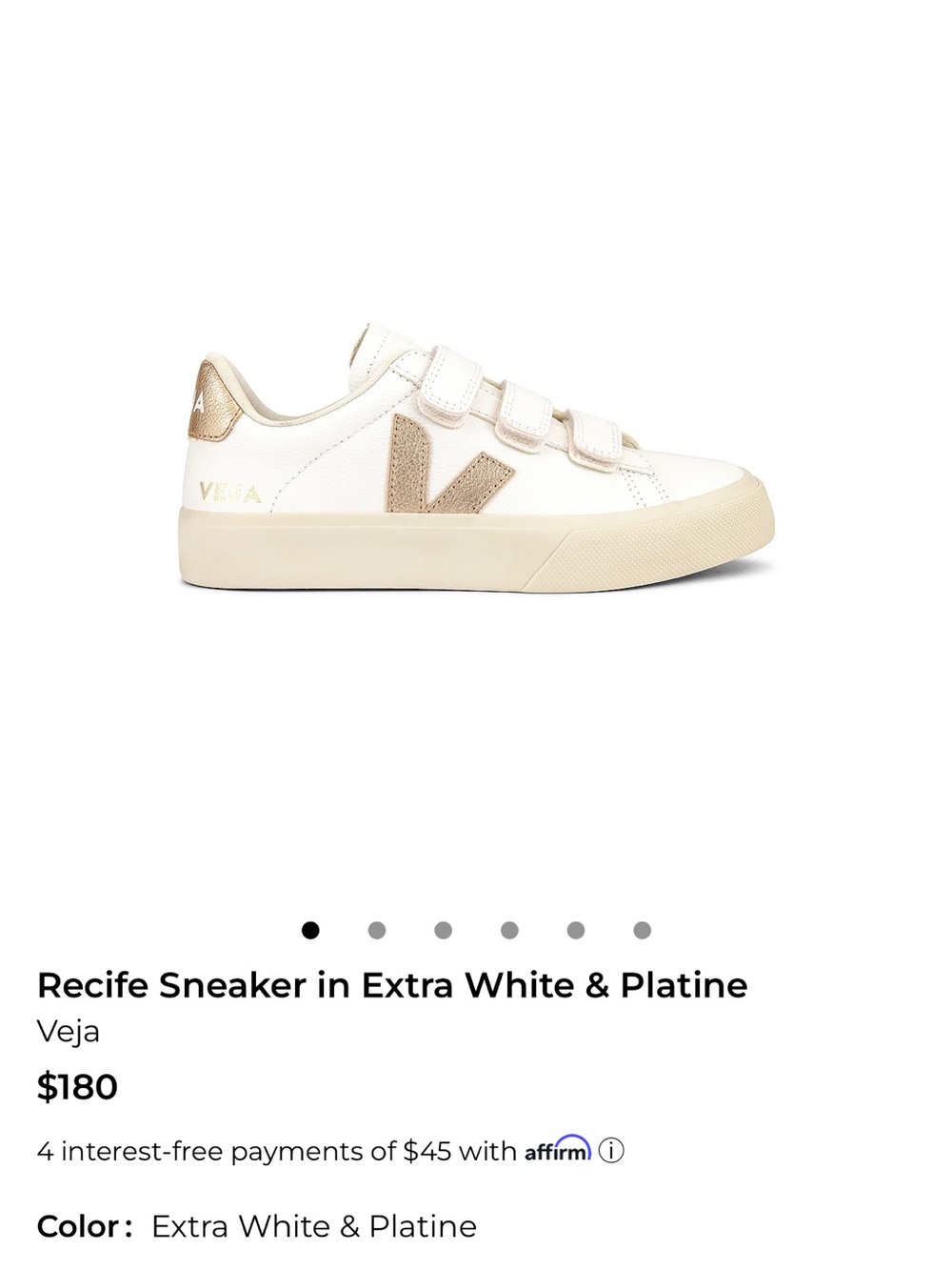 Veja Sneaker in Extra White and Platine Gold